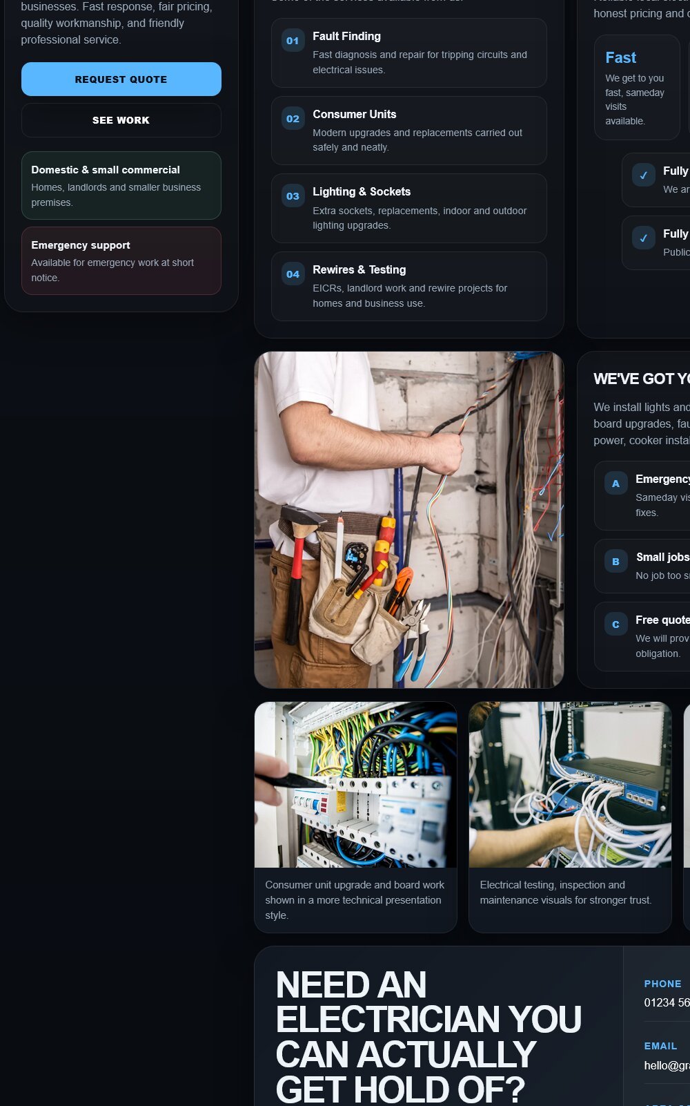 Electrician website example by Graftweb