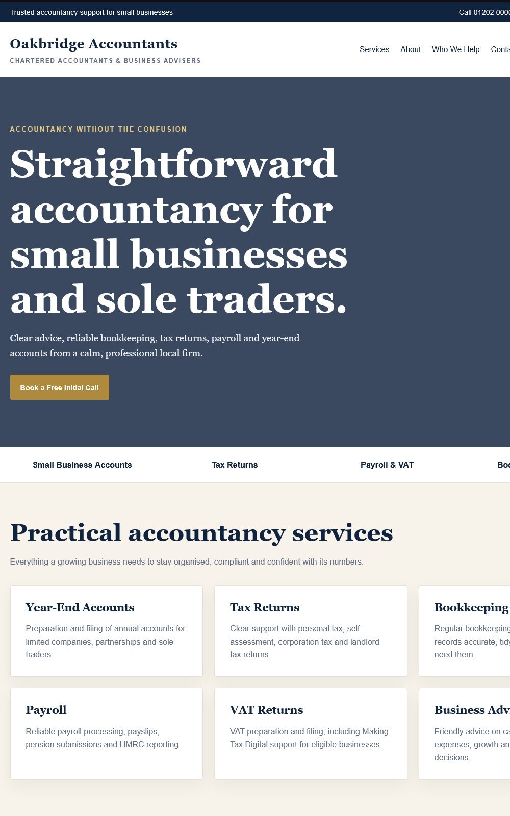 Oakbridge Accountants website example