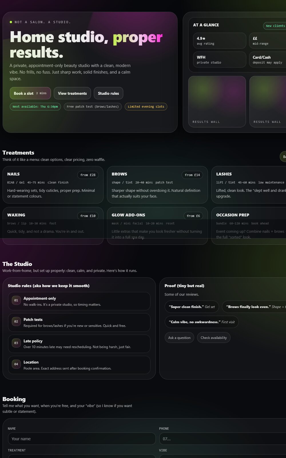 Beauty salon website example by Graftweb